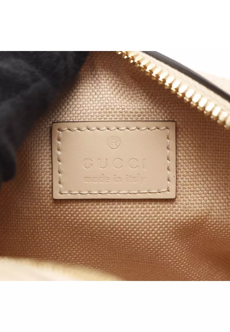 Pre-Loved Gucci GG super mini Handbag leather light beige 2WAY
