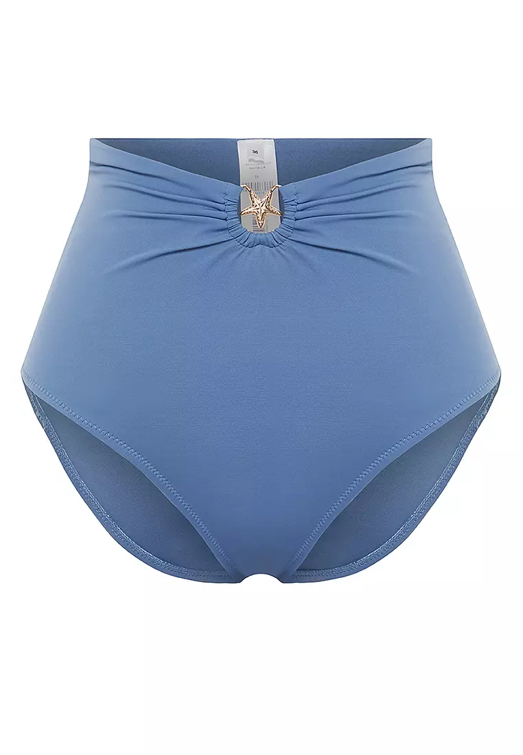 Star High Waist Ruched Hipster Bikini Bottom