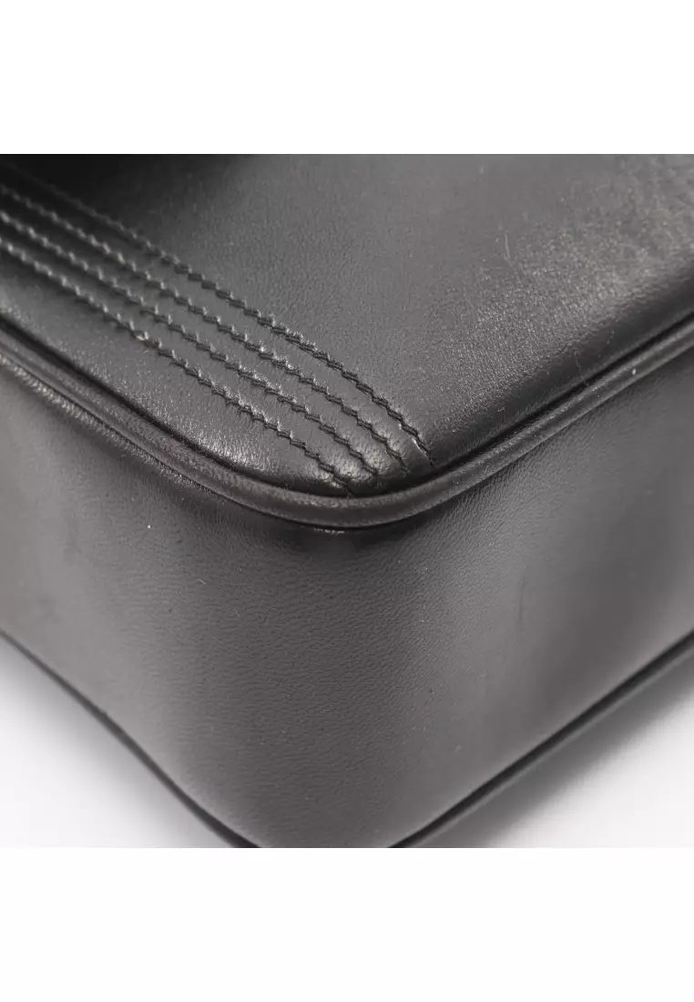 Pre-Loved Chanel coco mark Shoulder bag chain shoulder bag lambskin black gold hardware fringe