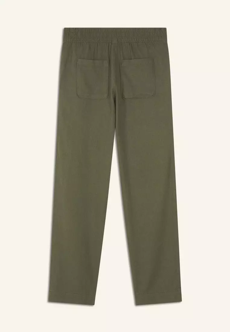 High-Waisted Linen-Blend Straight Pants for Women