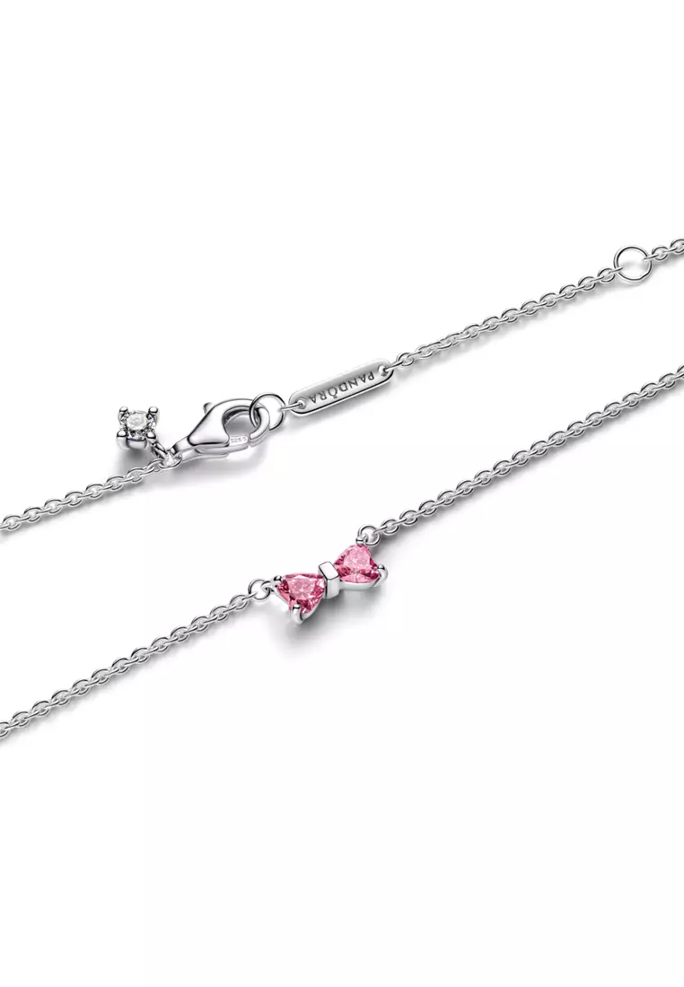 Pandora Pink Bow Pendant Necklace (45CM)