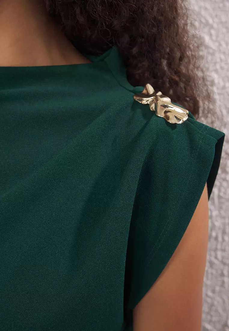 Emerald Green Knitted Blouse Twoss25Bz00044