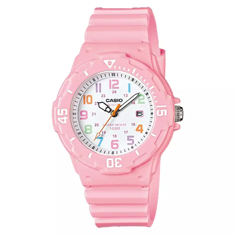 Jam Tangan Wanita Casio General LRW-200H-4B2VDF 100m Water Resistant White Dial Pink Resin Band