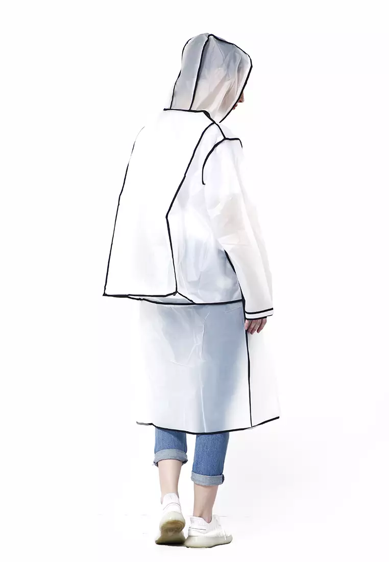 Pemp Jas Hujan Portable Raincoat Transparent Poncho with Hood Material EVA ORIGINAL - Black