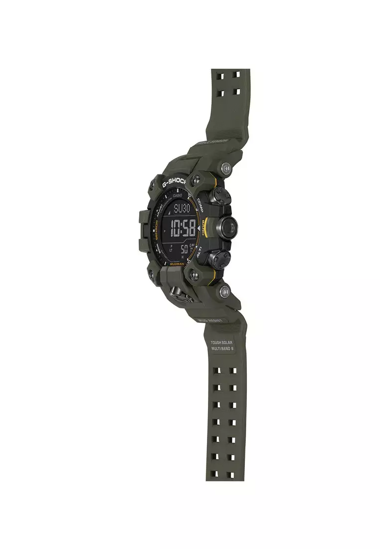 MASTER OF G - LAND GW-9500-3 Men's MUDMAN Sport Tough Solar Watch with Army Green Resin Band