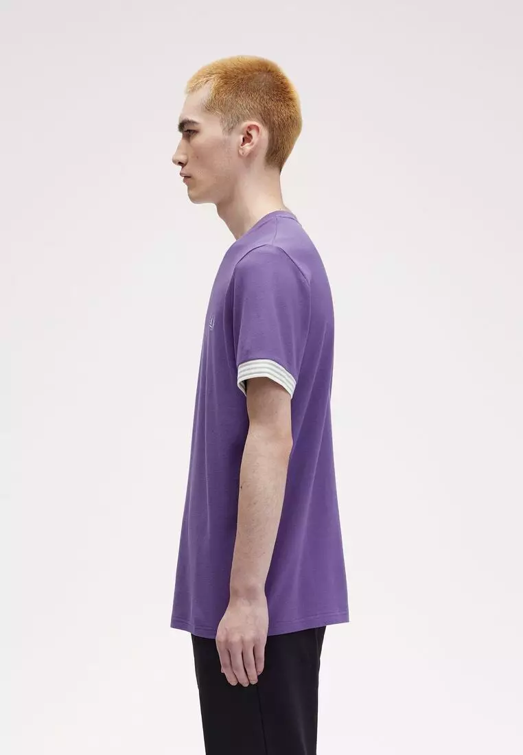 Fred Perry M7707 Striped Cuff T-Shirt (AMETHYST)