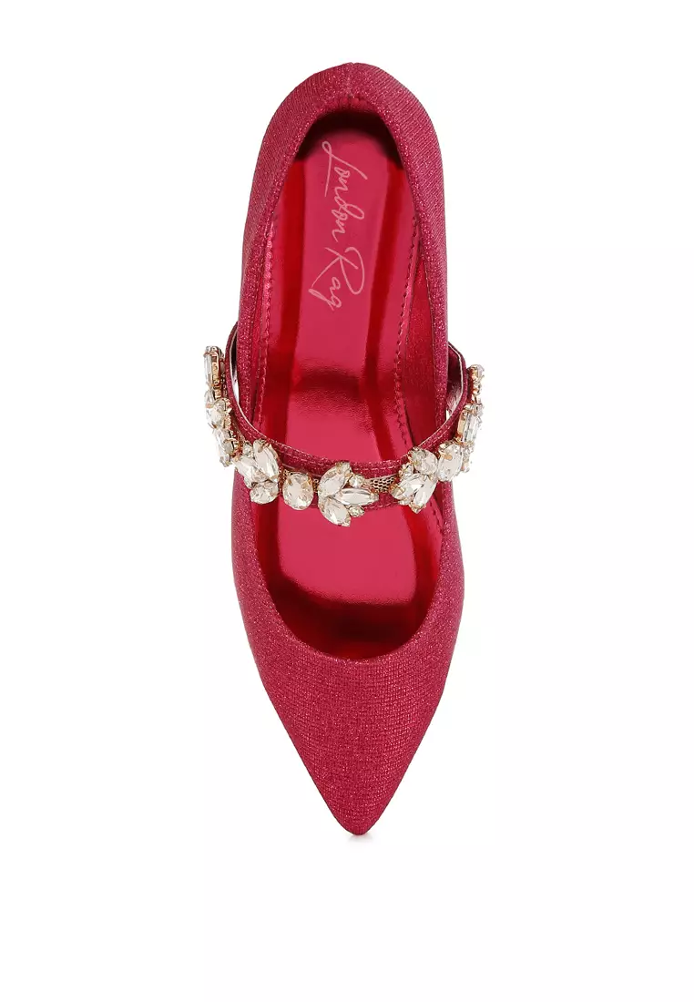 Bros Berlian Imitasi Balerina Glitter Warna Fuchsia