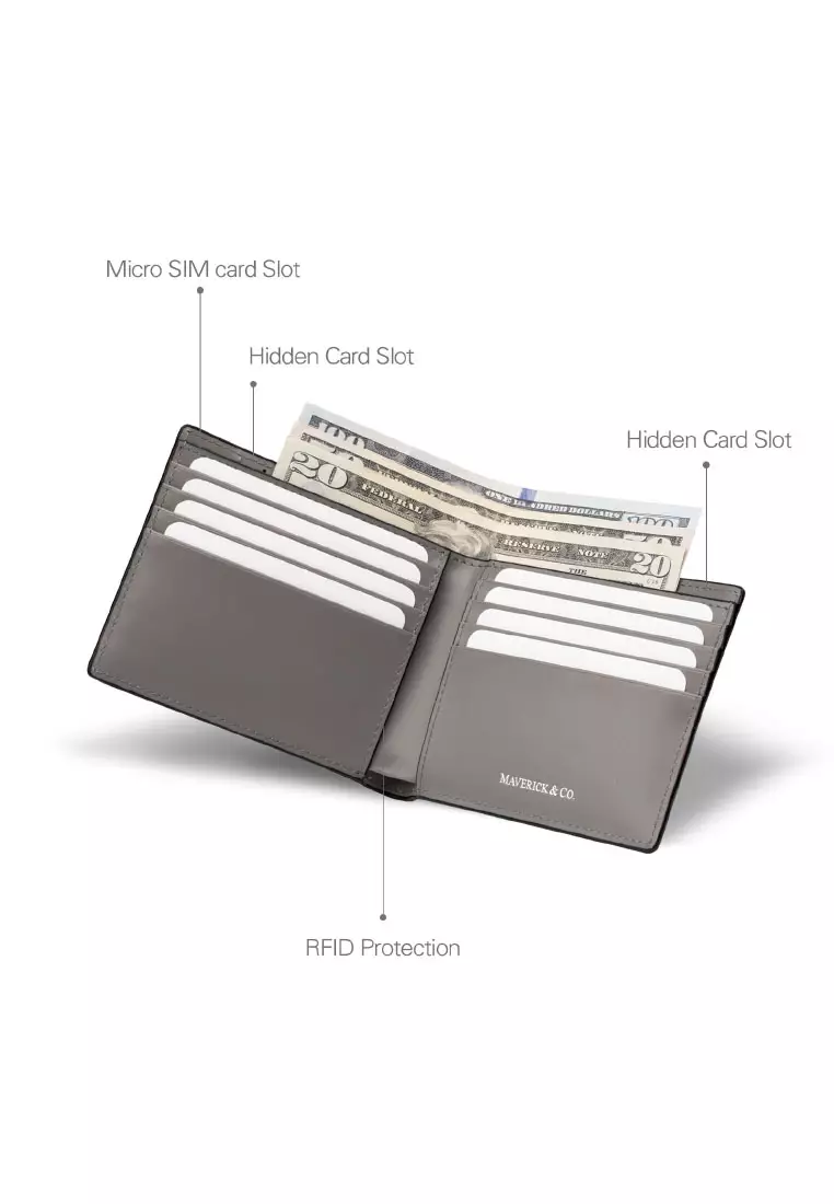 Cosmopolitan Slim Leather Wallet (Black & Grey)