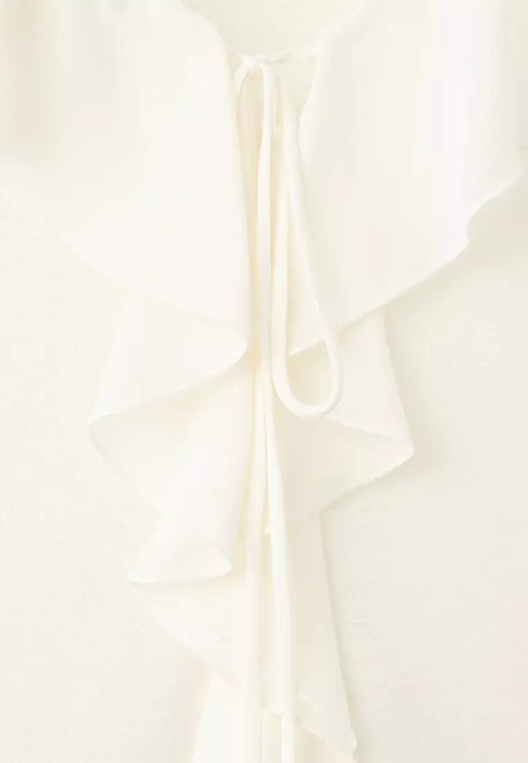 Jual Mango Ruffled V-Neck Top Original 2026 | ZALORA Indonesia
