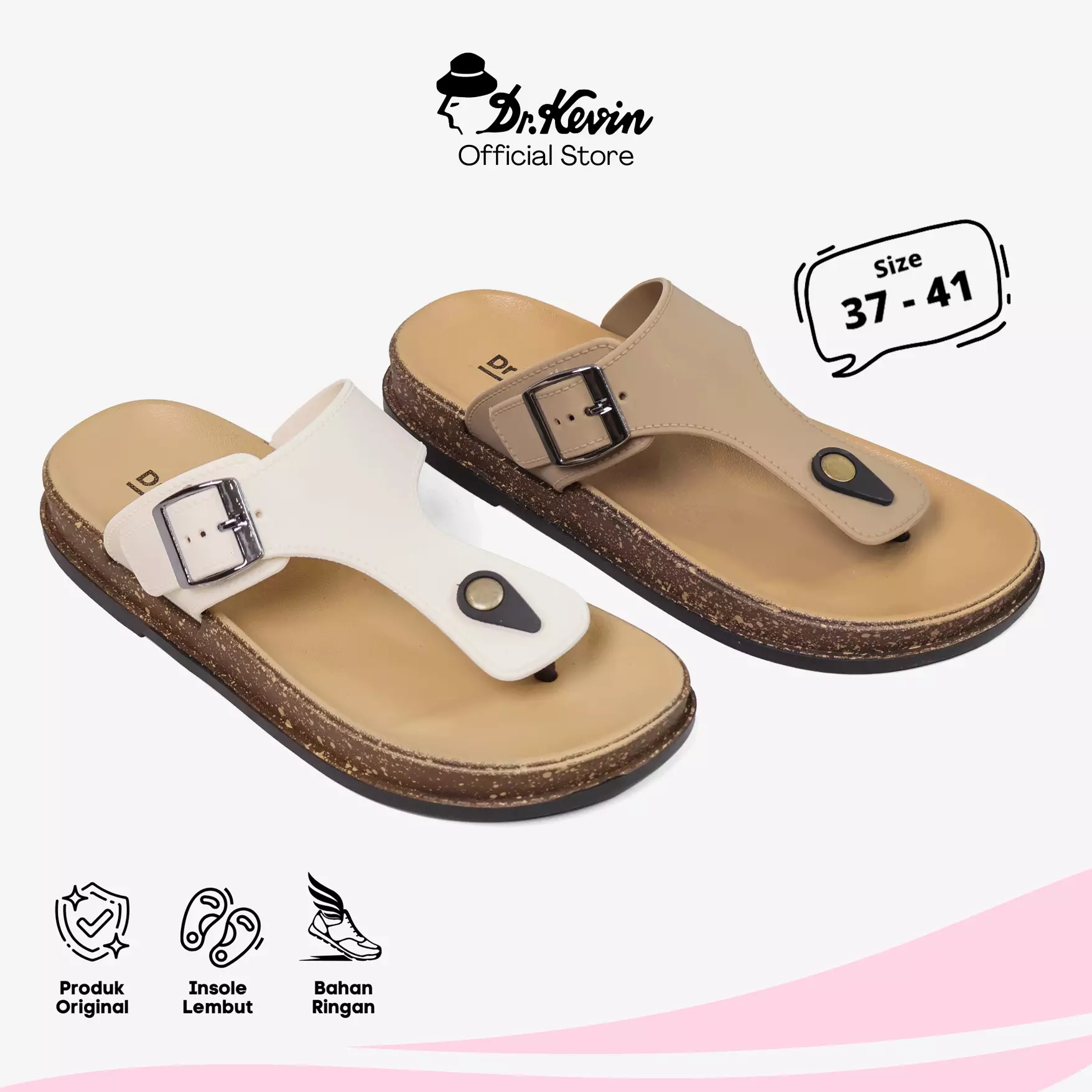 Dr. Kevin Sandal Japit Jepit Wanita Hak Rata Tinggi Flat Sandals 571-137
