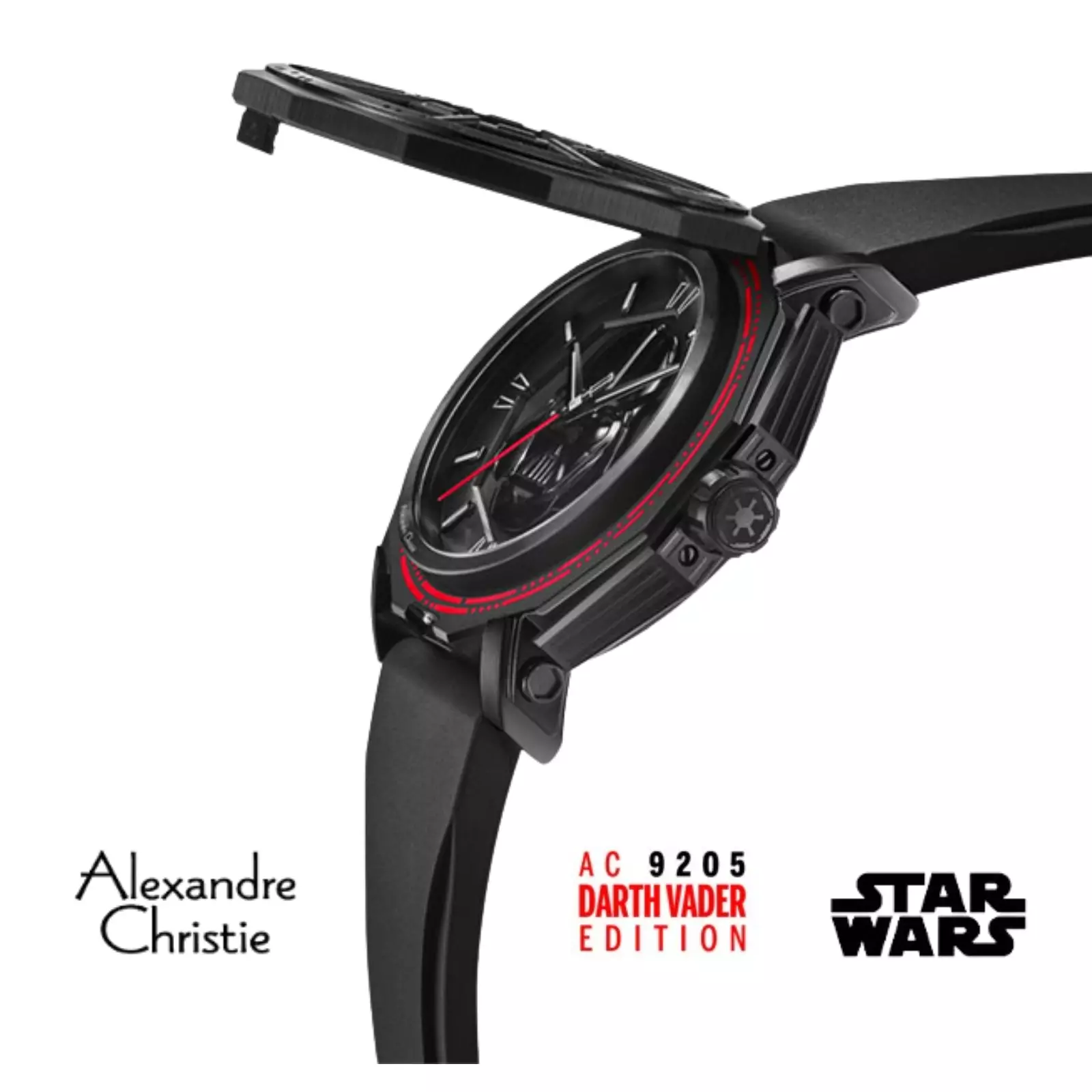 Jam Tangan Pria Alexandre Christie X Star Wars AC 9205 MH RDV-1 Darth Vader Edition Black Rubber Limited Edition