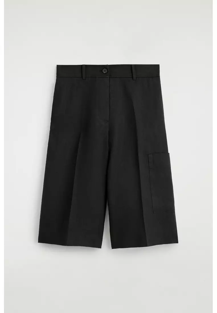 LINEN UTILITY BERMUDA SHORTS