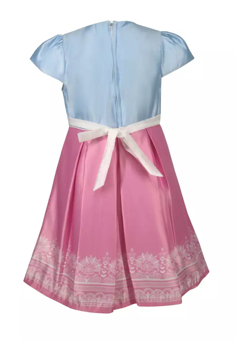 Two Mix Dress Anak Perempuan Bahan Satin - Baju Anak Perempuan Fashion Gratis Tas Anak Lucu Usia 1-12 Tahun 4256