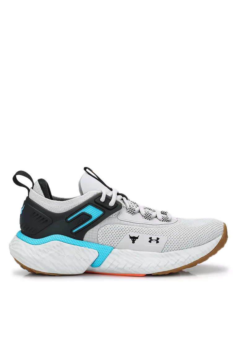 Buy Under Armour Project Rock 5 Shoes in Gray Matter/Black/Blue