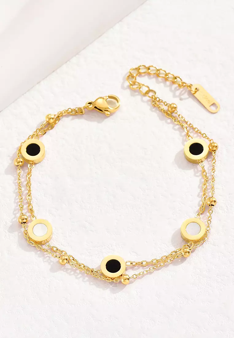 Gelang Titanium Wanita KoreaAnti Pudar Rantai Ganda Bracelet Gelang Cewek gold color