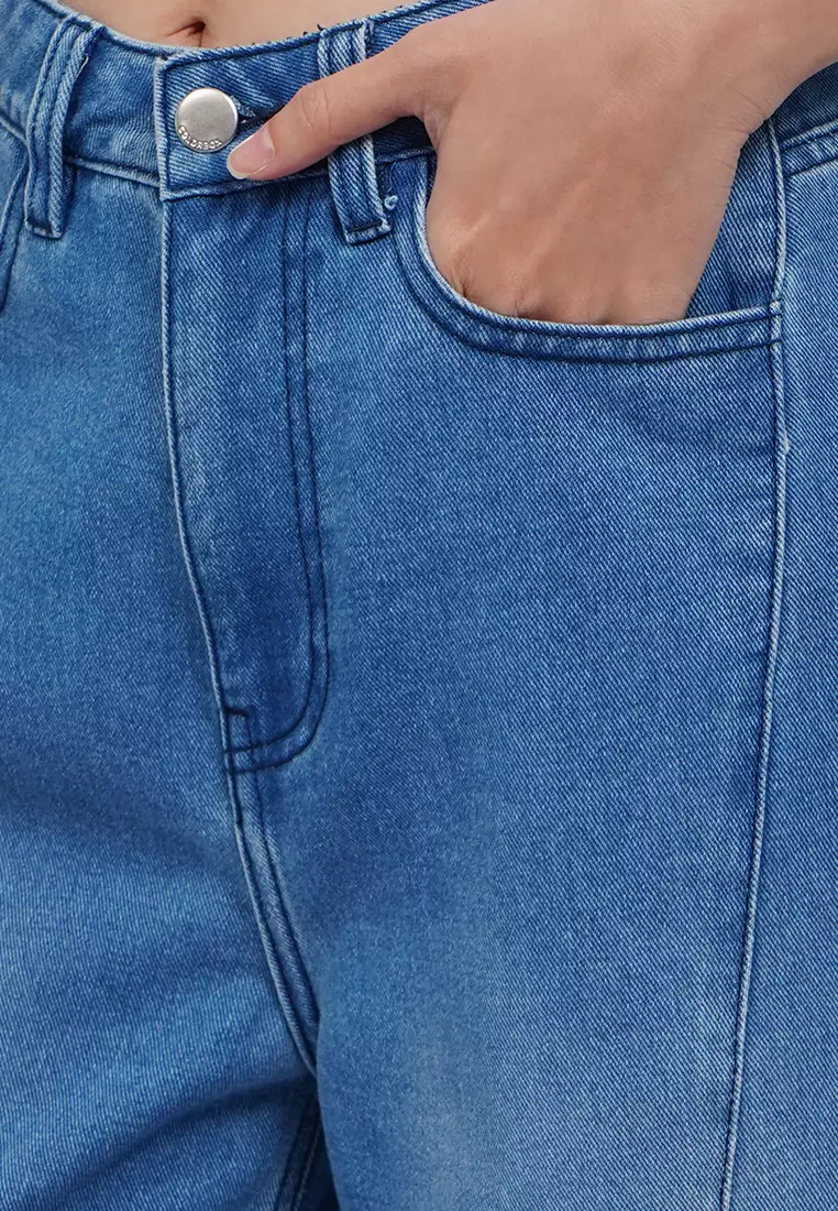 High Waist Cargo Denim Pants