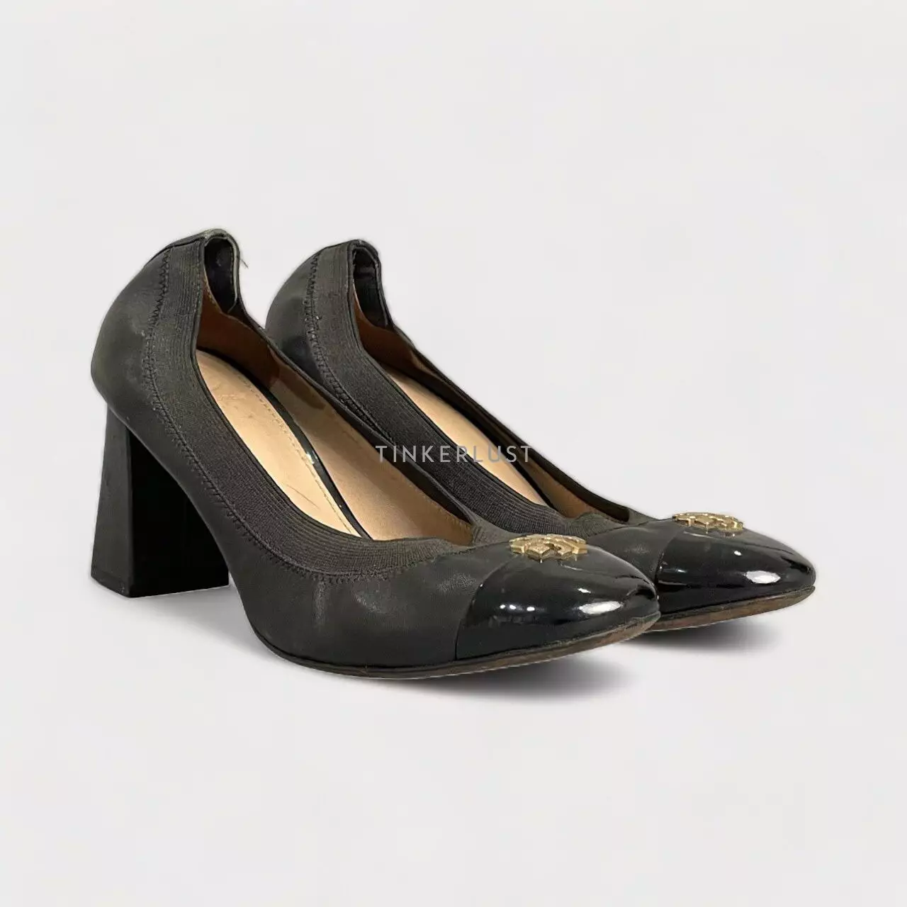 Jual Tory Burch PRELOVED Tory Burch Jolie 75 Black Leather Heels