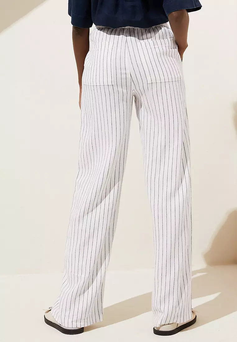 Linen Rich Wide Leg Trousers