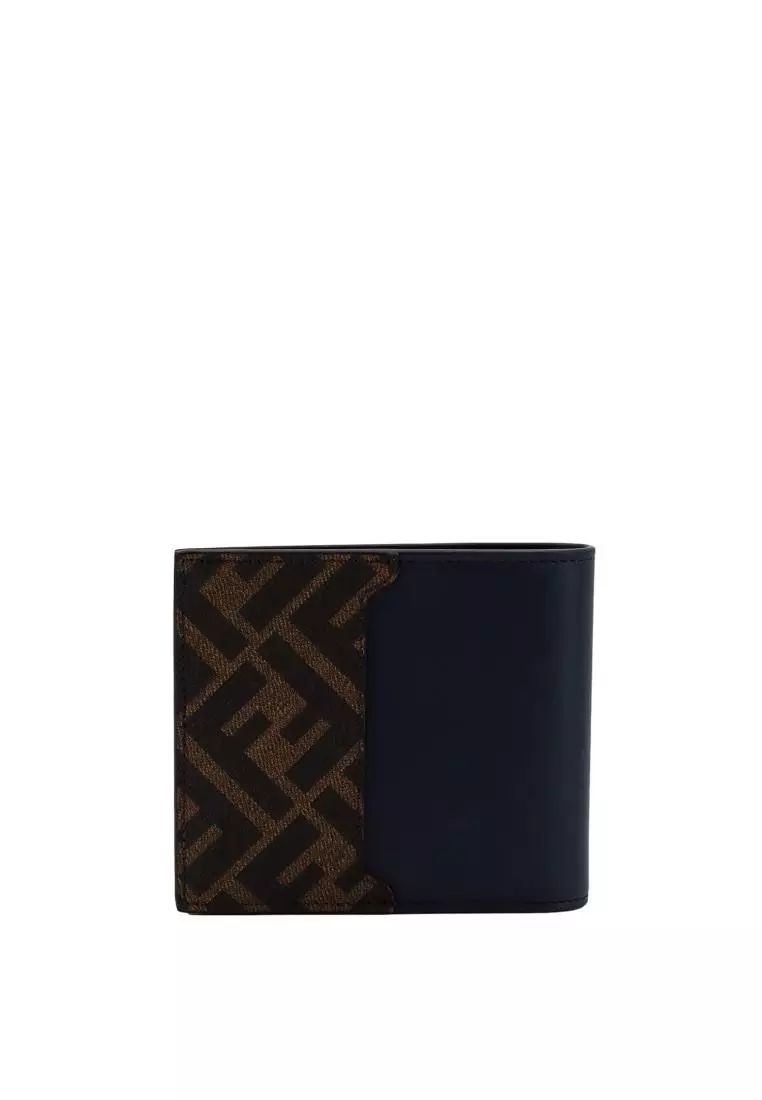 Buy FENDI FENDI Leather and FF fabric wallet Blue 2024 Online