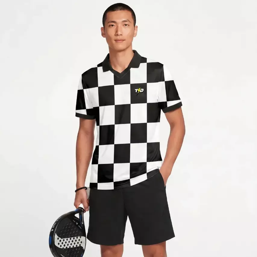 TDACTIVE Jersey Padel Pria Kaos Polo Olahraga Pria PoreTech Adem Seperti Katun Cepat Kering Padel Tenis Badminton - Checkerboard series MSB69
