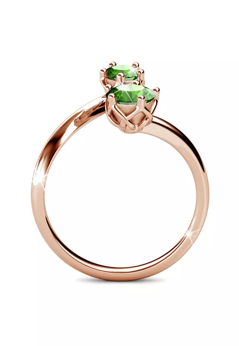 Split Green Personality Ring Embellished with SWAROVSKI® crystals