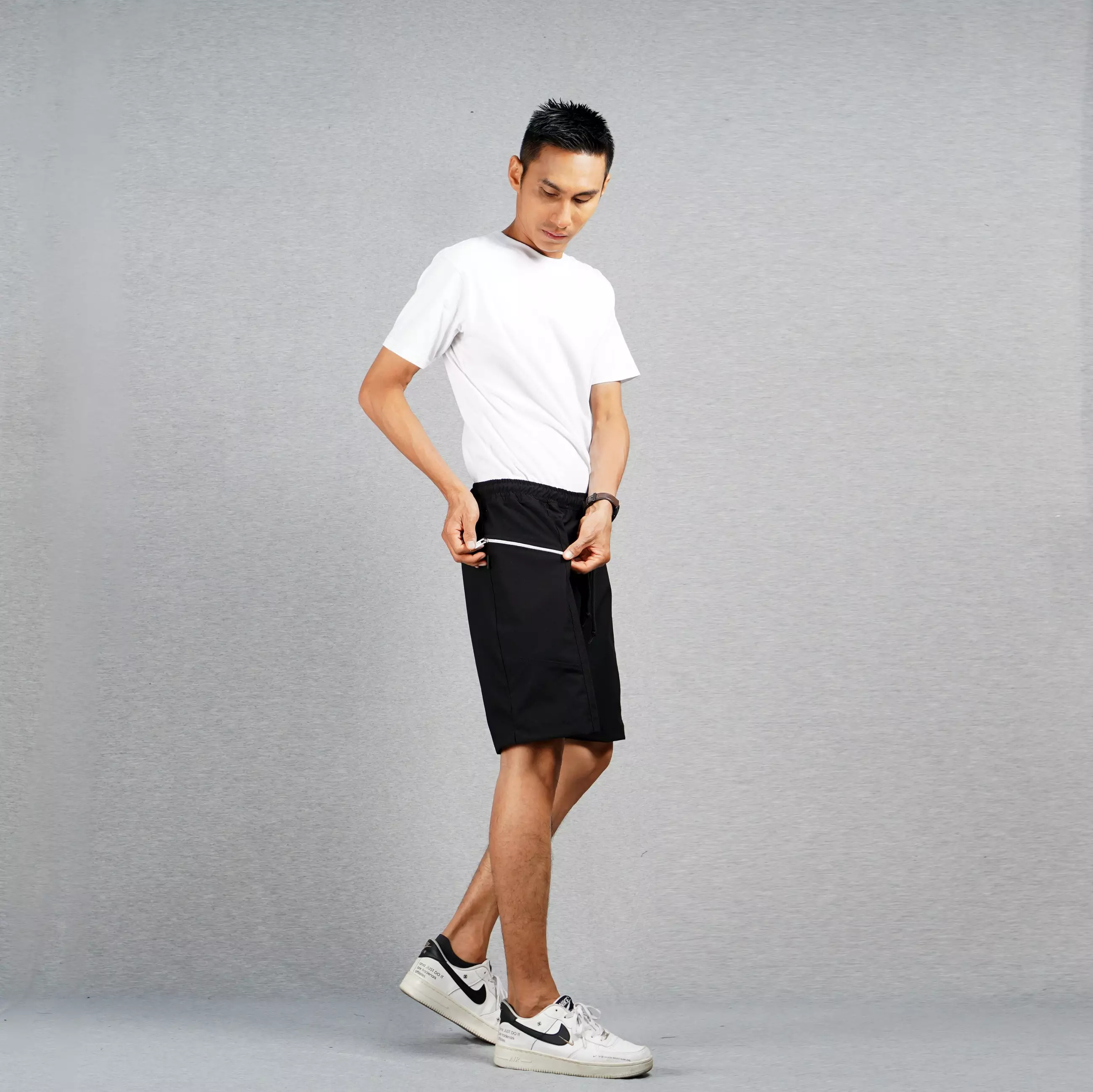 XYAN Celana Pendek Chino Pria Celana Pendek Pria Short Pants Pria Celana Pendek Santai Pria - HITAM