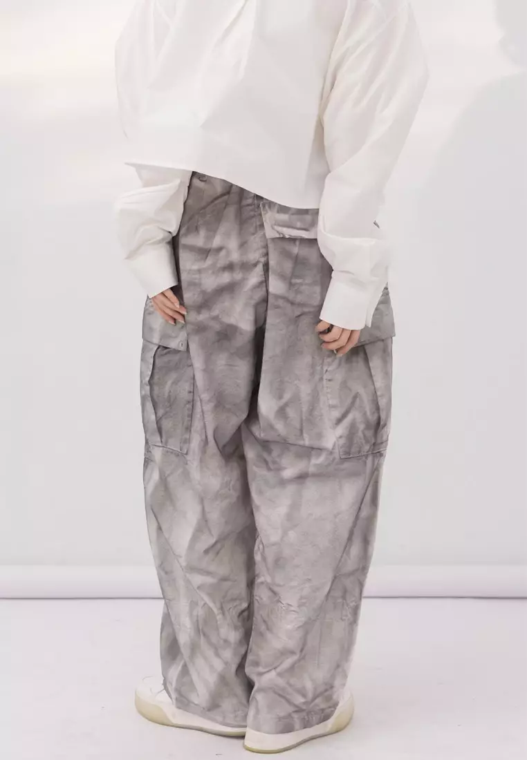 Drawstring Washed Cargo Pants