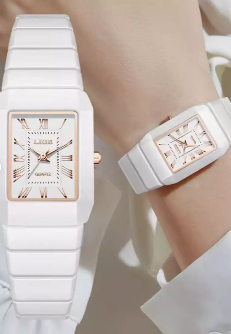 Ladies Ceramic Quartz Watch, 23x31mm, Ceramic Bracelet