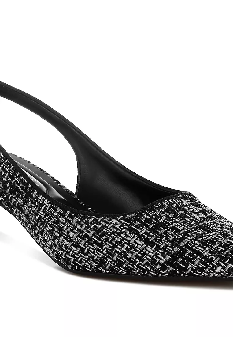 Sepatu Pumps Boucle Slingback Warna Hitam