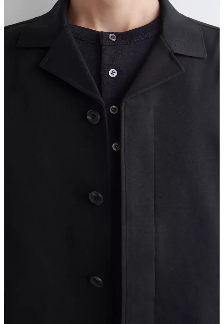 COLLARED INTERLOCK COTTON-JERSEY JACKET