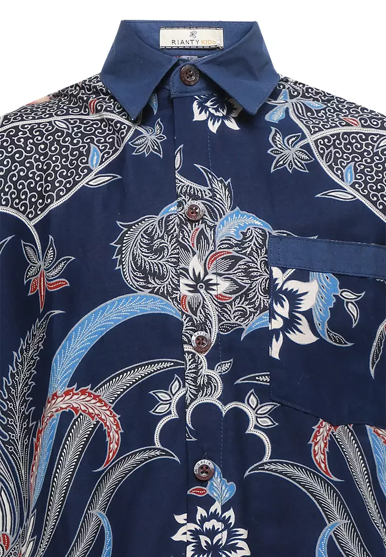 Hem Anak Batik Laki Laki Lengan Pendek Orlando Navy