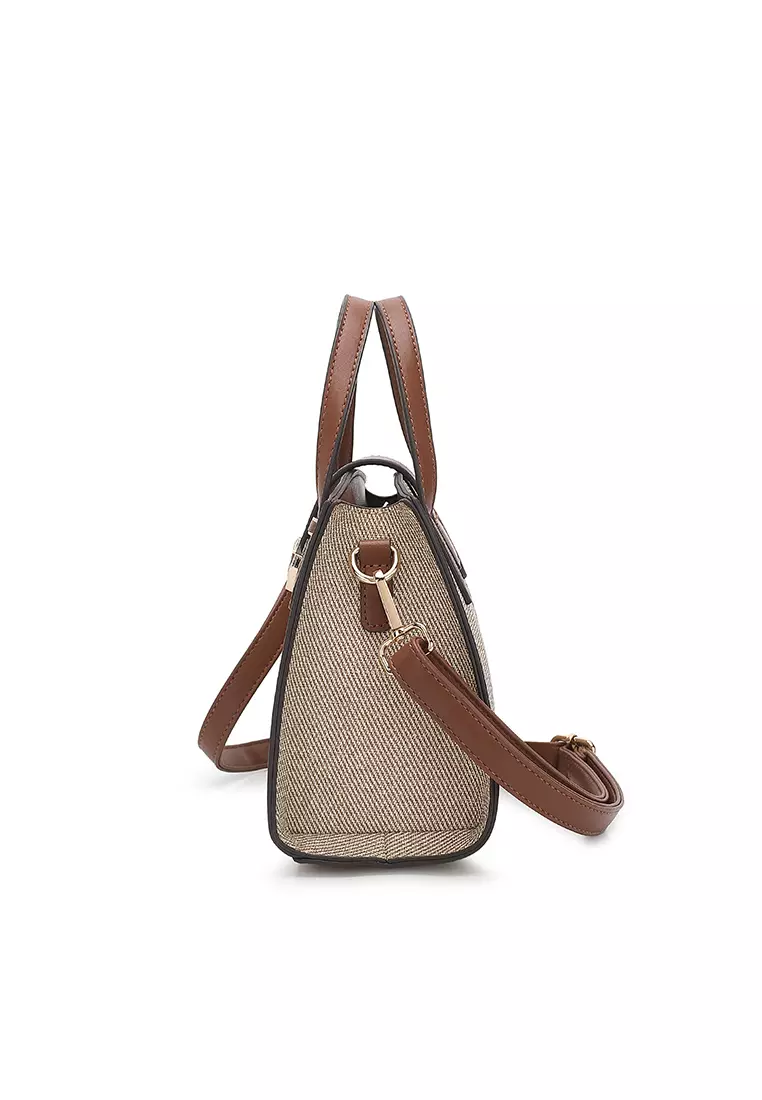 Women's Top Handle Bag / Sling Bag / Crossbody Bag / Shoulder Bag (Tas Tangan Wanita / Tas Selempang Wanita / Tas Bahu Wanita) - Krem