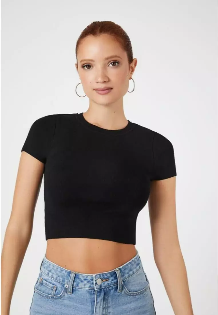 Black crop cheap sweater forever 21