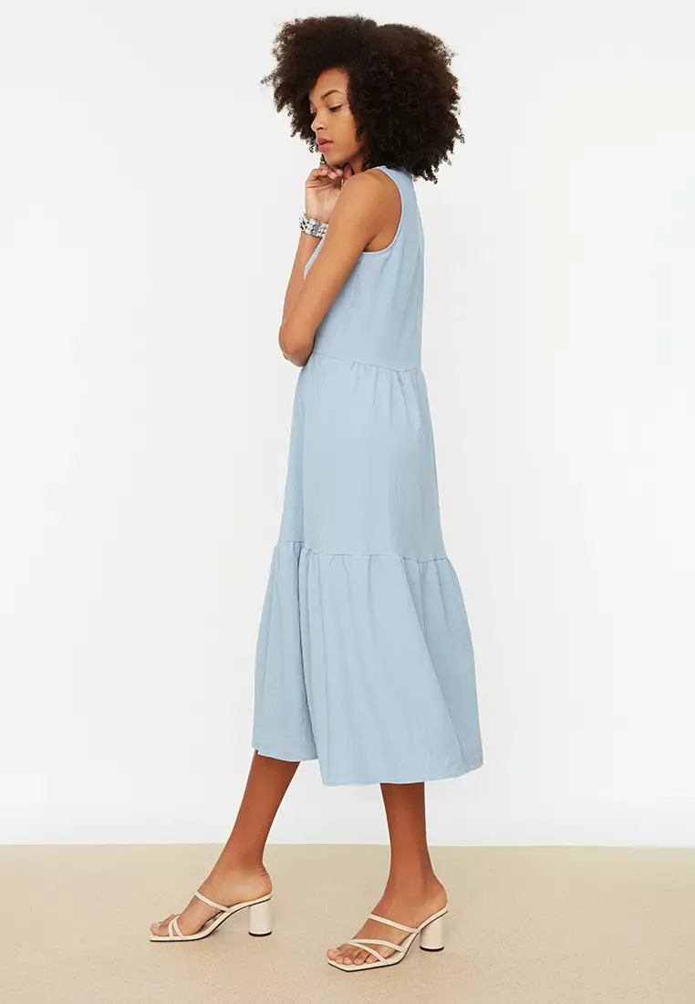 Tier Wide Cut Midi Dress