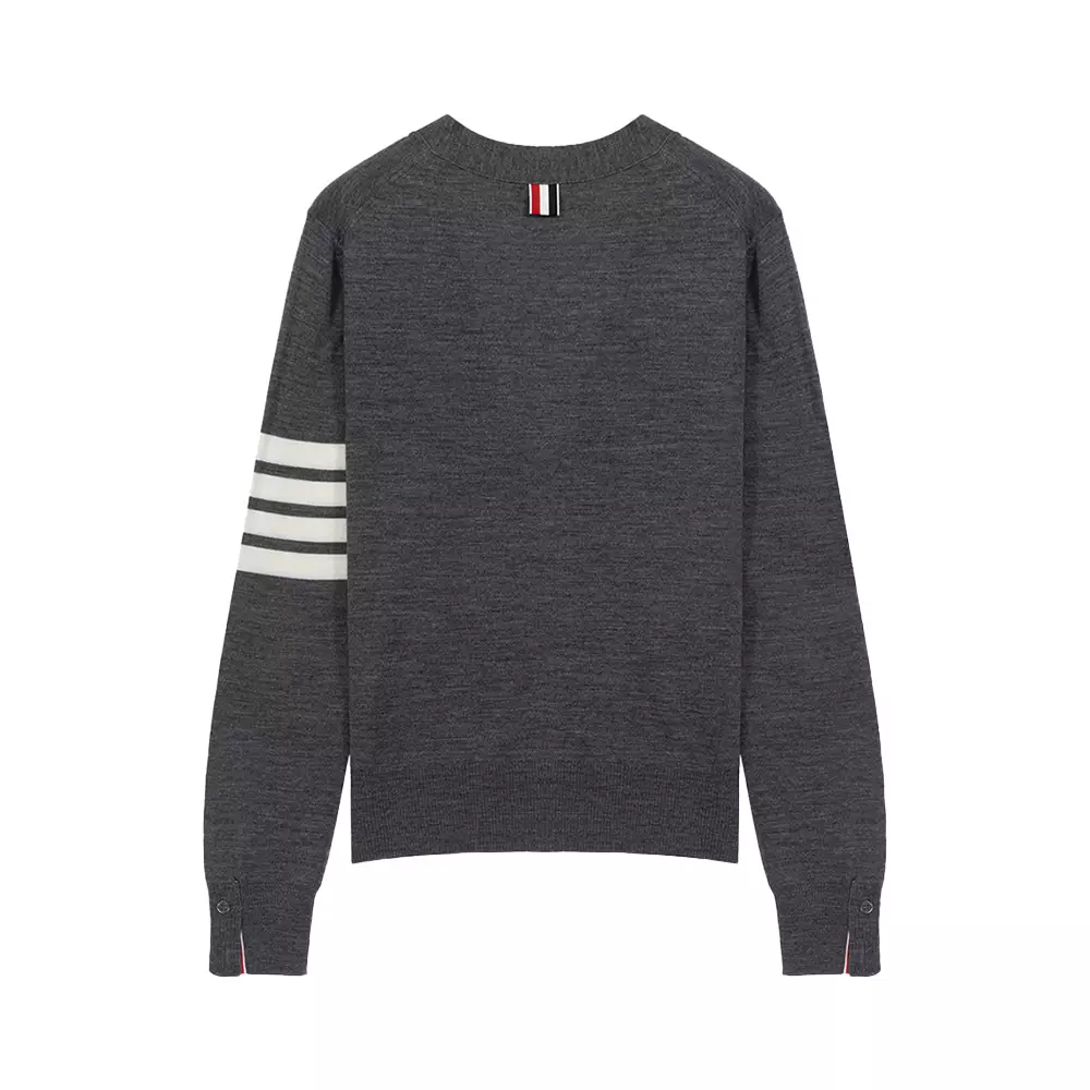 4-Bar V-Neck Cardigan Medium Grey