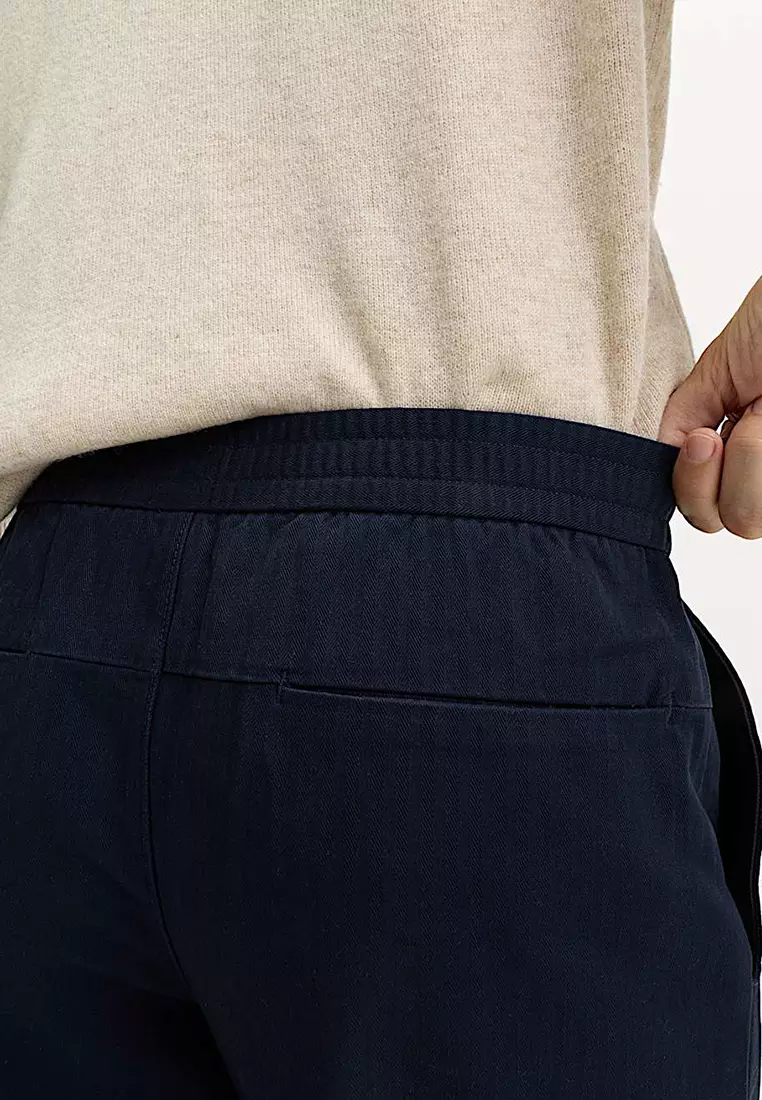 Pure Cotton Herringbone Trousers