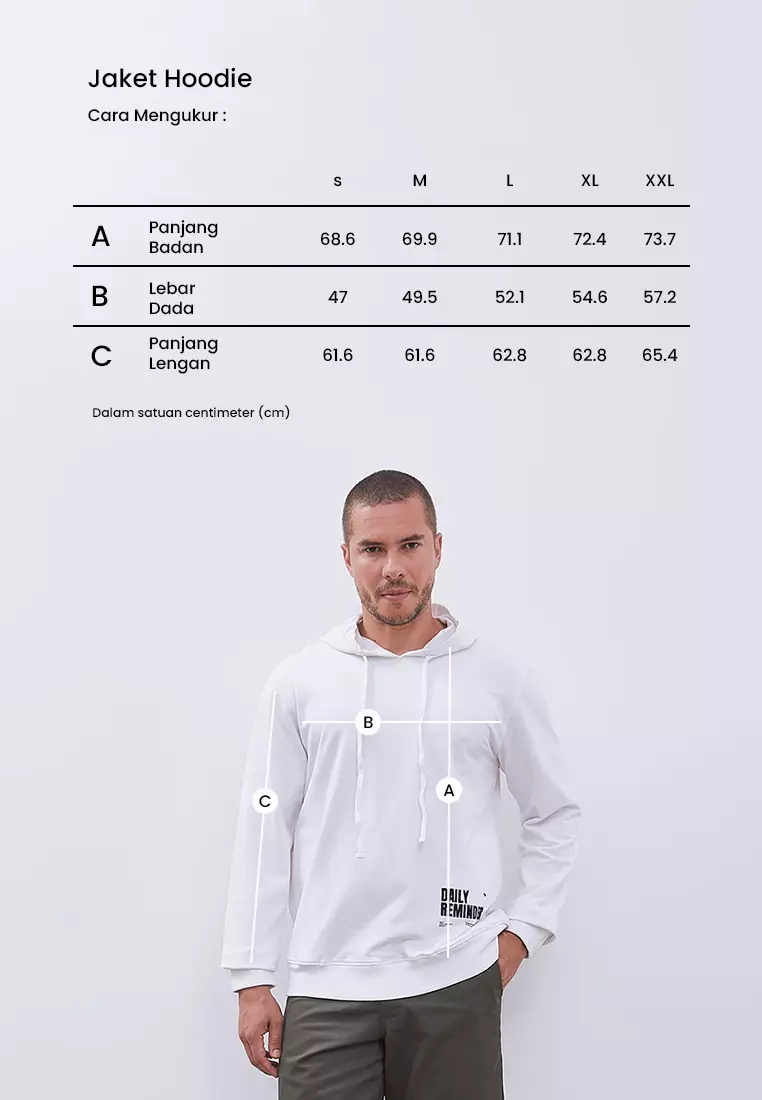 MANZONE - Hoodie Lengan Panjang Pria Mailson - White Warna White