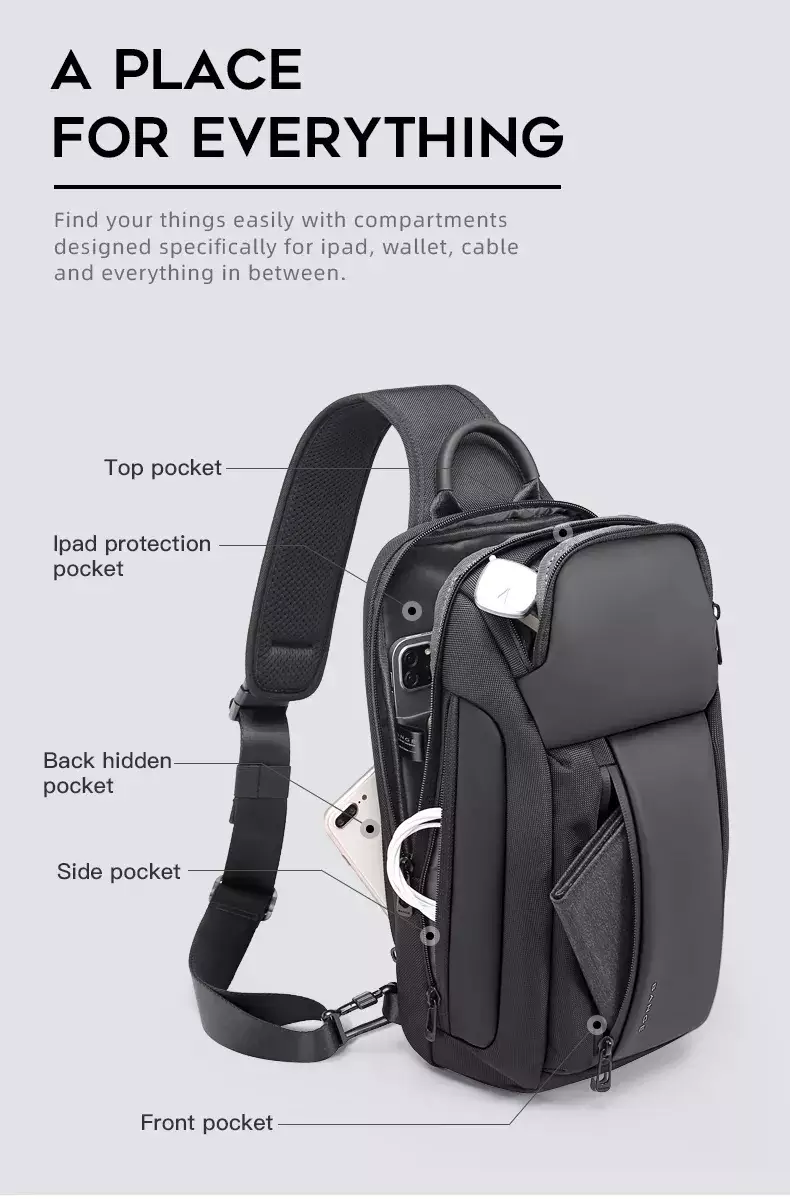 Bange BG7566 Tas Selempang Sling Bag Pria - BLACK