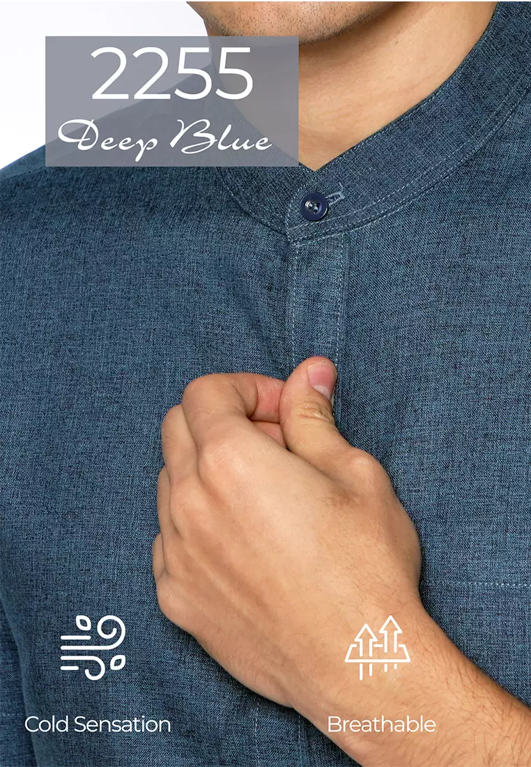 Simple Perfect Kemeja Pria Lengan Pendek Kerah Shanghai Solid Basic 2255 Deep Blue