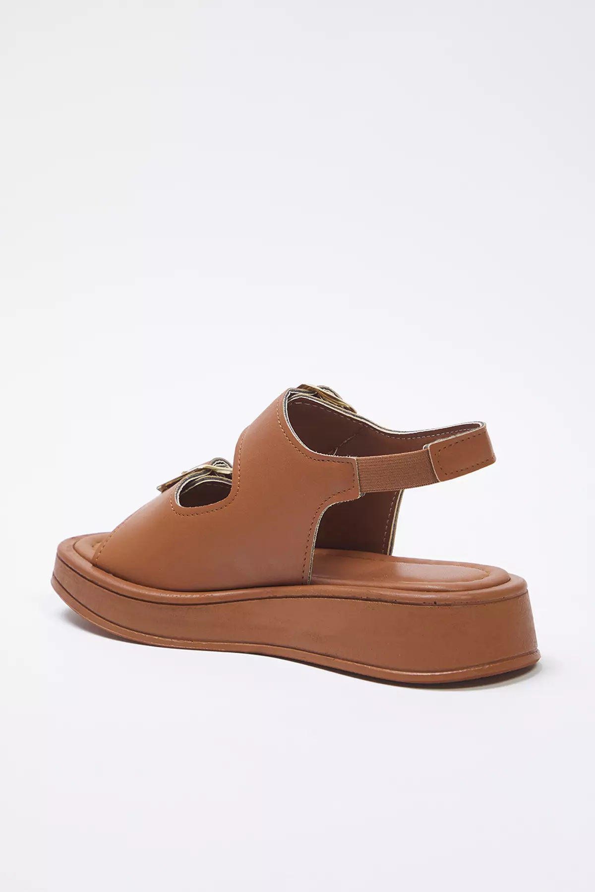 Women's Thick Sole Sandals - Takaw25Sd00000 (Tan Double Buckle)