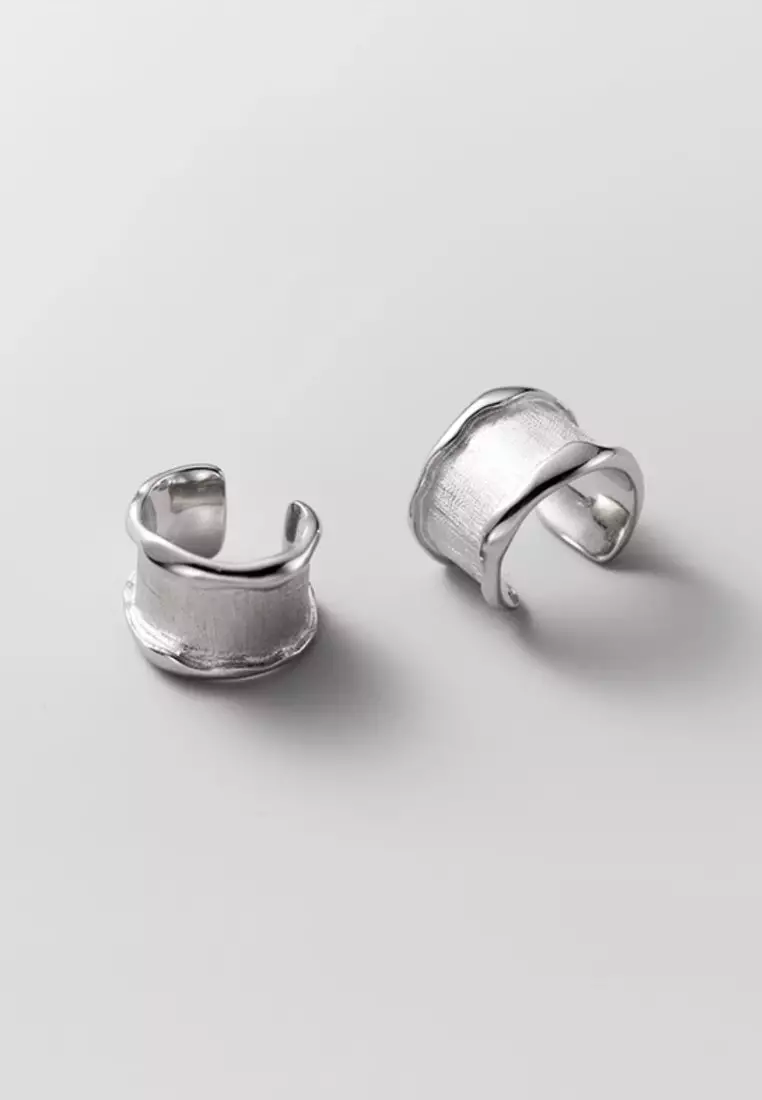 925 Silver Gold Plated Irregular Shape Brushed Ear Cuff JW AR-M00276