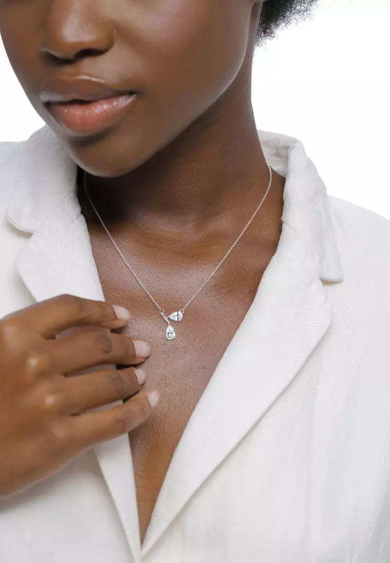Kalung Perhiasan Perak 925 Wanita White Zirconia Drop