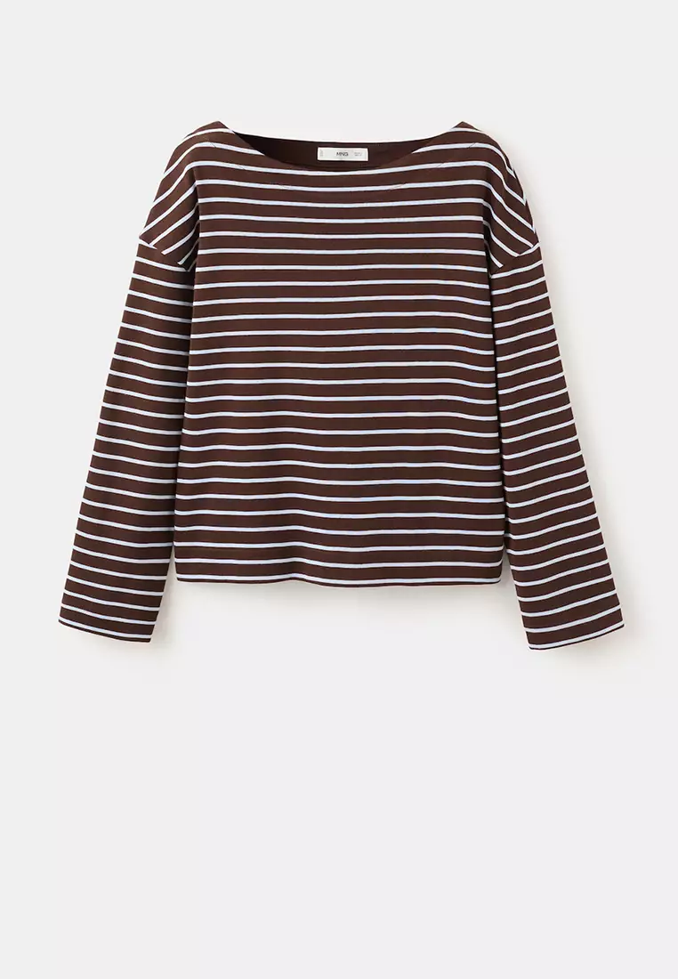 Striped Boat Neck Sweatshirt