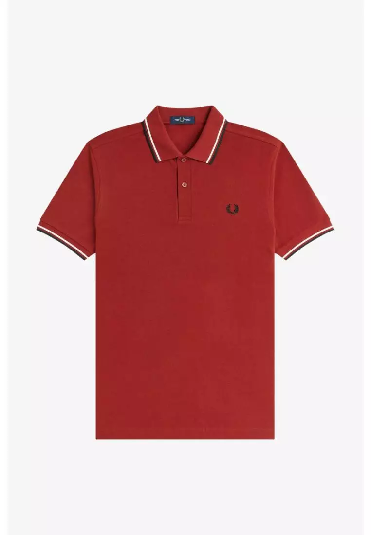Fred Perry M3600 Twin Tipped Fred Perry Shirt (Burnt Red / Ecru / Black)