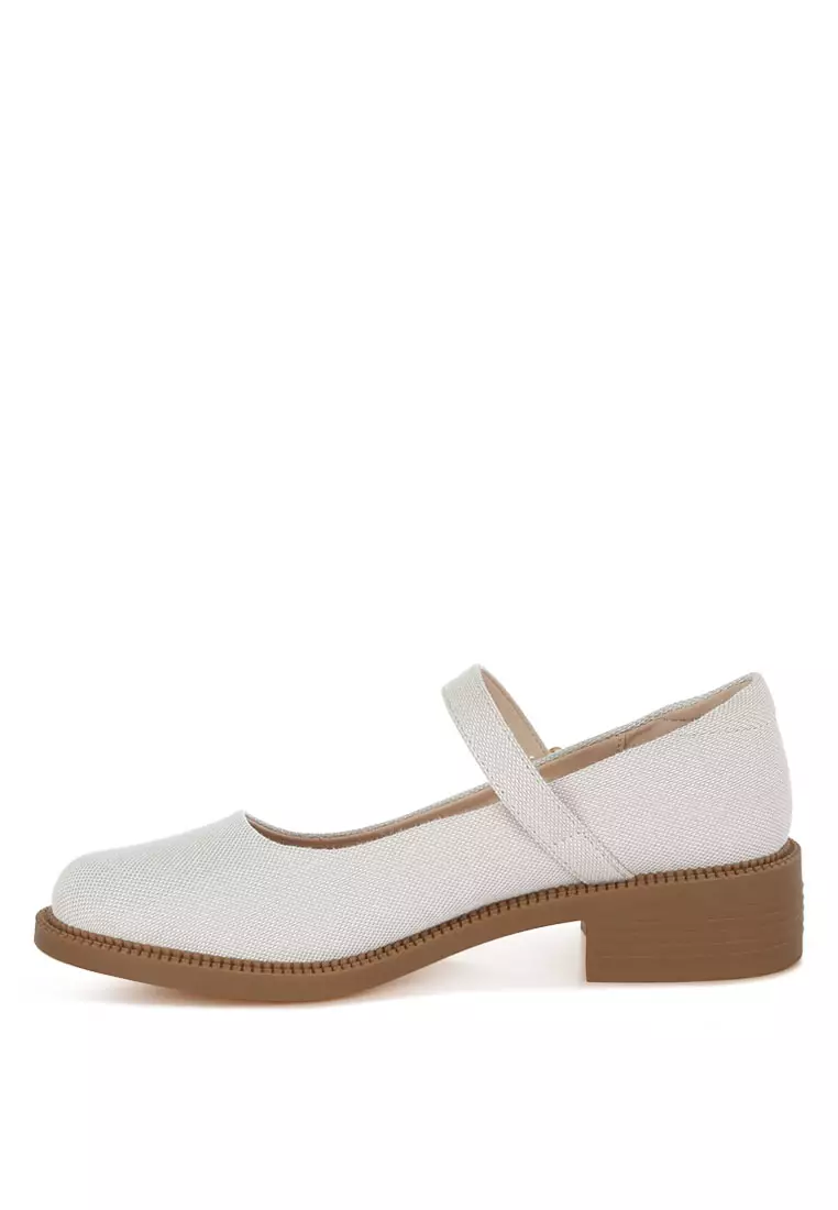 Canvas Mary Jane Shoes in Beige