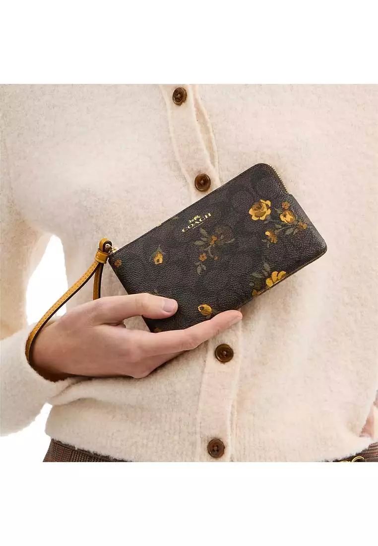 Buy Coach Corner Zip Wristlet In Signature Canvas With Floral
