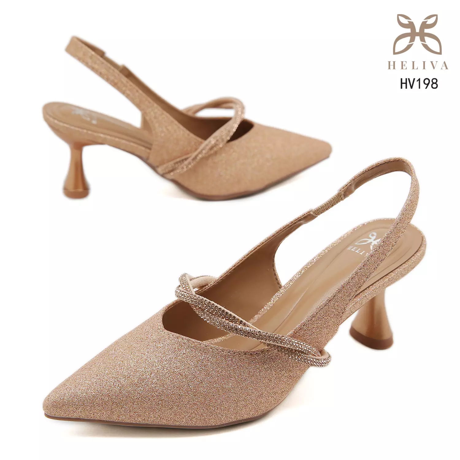 HELIVA CELESTINE Heels Slingback Glitter Stylish HV198