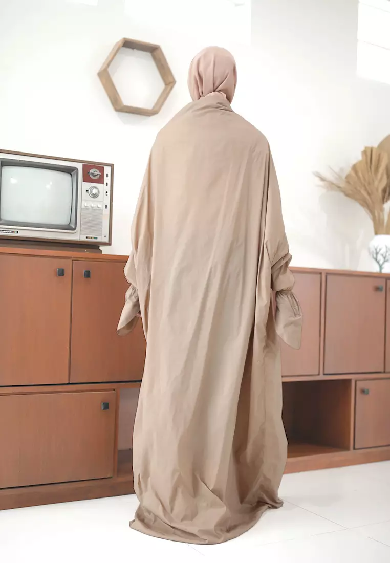 Cotton Bee - Mala Prayer Set | Mukena Terusan | Mukena Dewasa 2in1 - Taupe Frappe