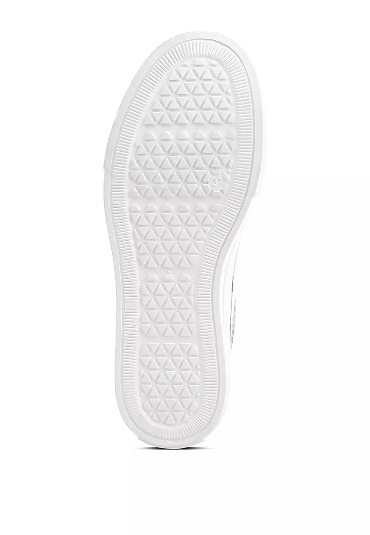 水钻装饰踝部白色运动鞋