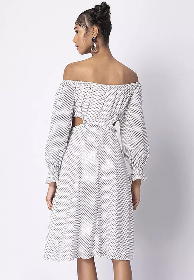 White bardot long sleeve dress sale